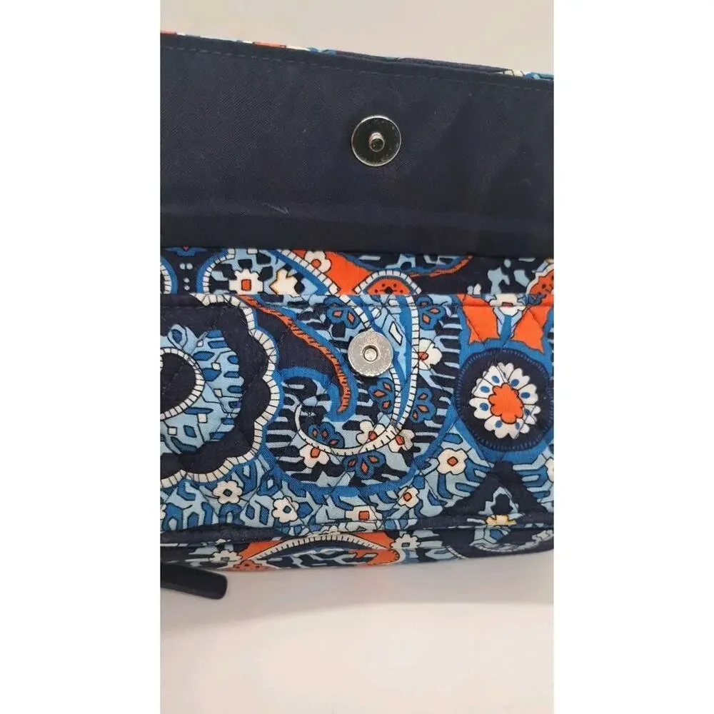Vera Bradley Smartphone Wristlet Wallet Billfold (Marrakesh) Blue Orange Paisley - Picture 5 of 7